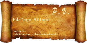 Pörge Vilmos névjegykártya
